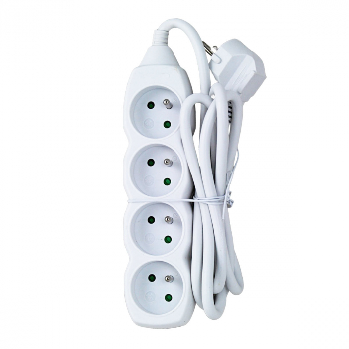 Prelungitor cu 4 prize si cablu cu lungime de 1.5m, 250V, 16A, sarcina maxima 3680W, cu impamantare si protectie copii, ES-96158, alb [5]