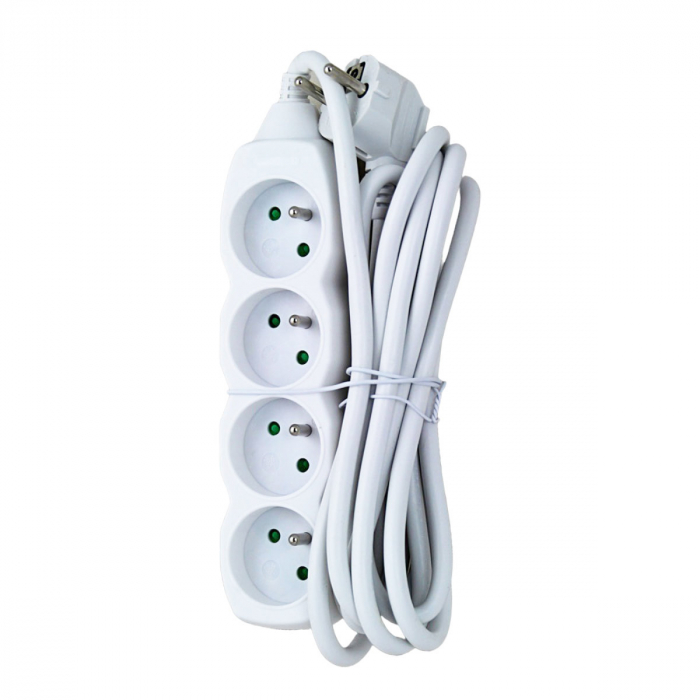 Prelungitor cu 4 prize si cablu cu lungime de 3m, 250V, 16A, sarcina maxima 3680W, cu impamantare si protectie copii, ES-96160, alb [5]