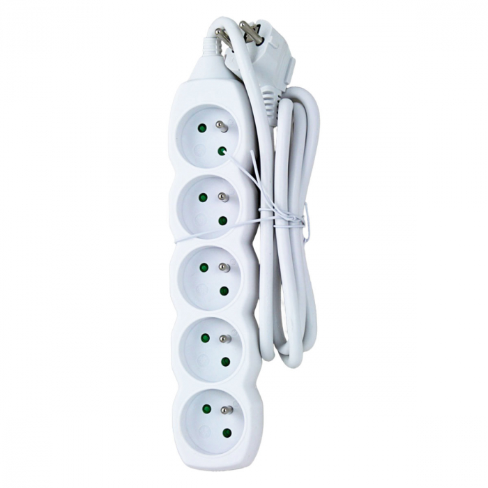 Prelungitor cu 5 prize si cablu cu lungime de 1.5m, 250V, 16A, sarcina maxima 3680W, cu impamantare si protectie copii, ES-96166, alb [5]