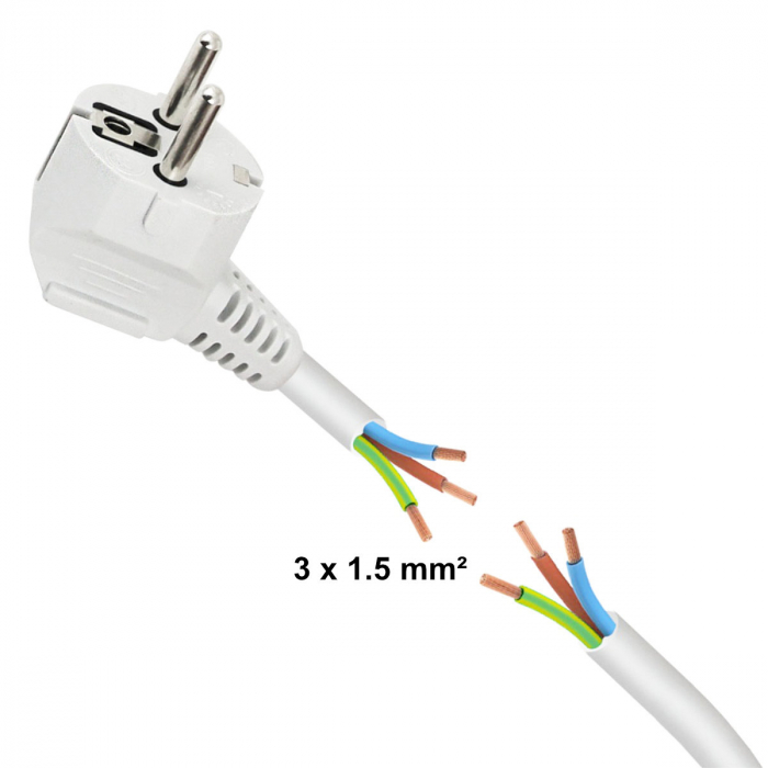 Prelungitor cu 5 prize si cablu cu lungime de 1.5m, 250V, 16A, sarcina maxima 3680W, cu impamantare si protectie copii, ES-96166, alb [3]