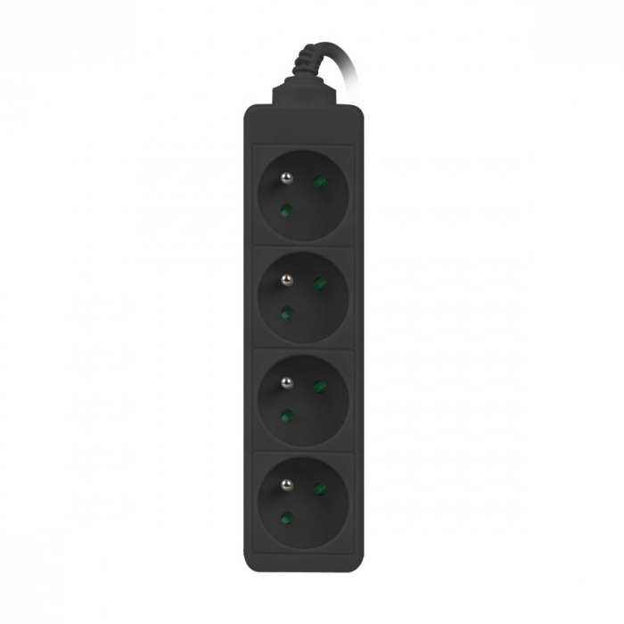 Prelungitor pentru UPS, lungime 1 m, 4 prize cu soclu CEE 7/5 , Lanberg 41950, IEC 320 C14, 2500 W, negru [5]