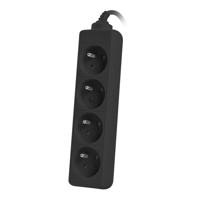 Prelungitor pentru UPS, lungime 1 m, 4 prize cu soclu CEE 7/5 , Lanberg 41950, IEC 320 C14, 2500 W, negru [3]