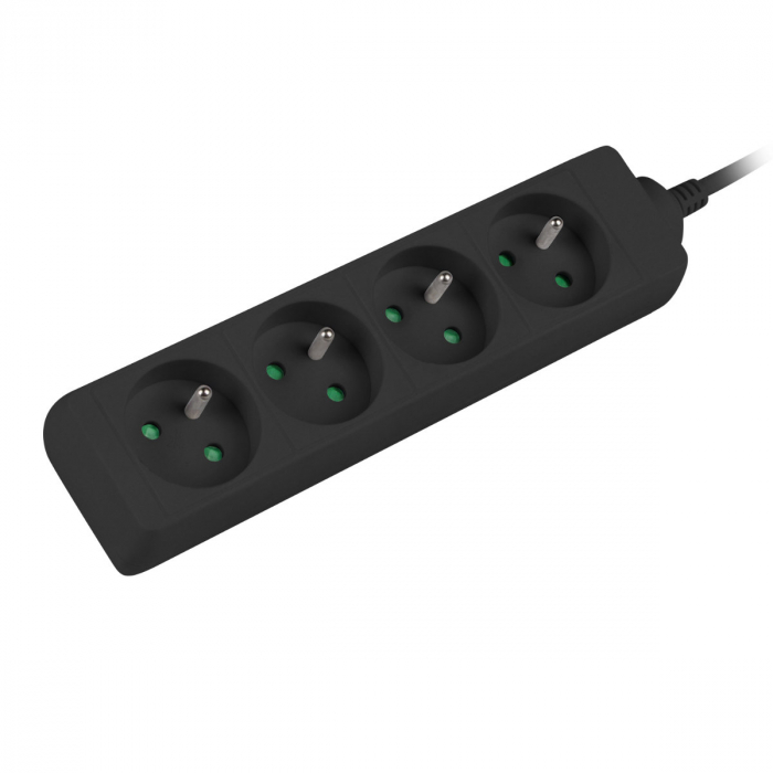 Prelungitor pentru UPS, lungime 1 m, 4 prize cu soclu CEE 7/5 , Lanberg 41950, IEC 320 C14, 2500 W, negru [4]