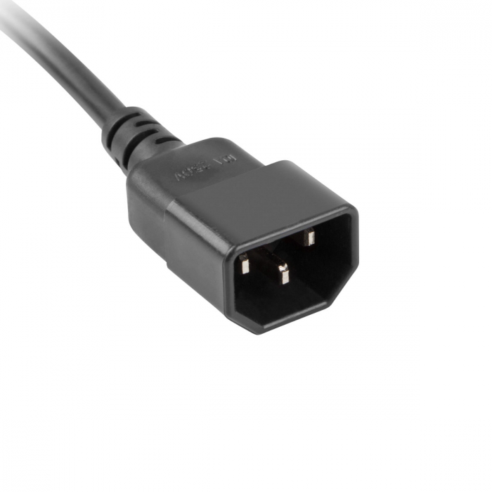 Prelungitor pentru UPS, lungime 1 m, 4 prize cu soclu CEE 7/5 , Lanberg 41950, IEC 320 C14, 2500 W, negru [2]