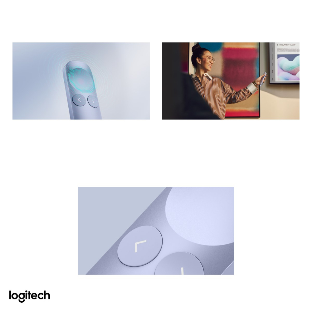 Presenter Logitech Spotlight 2 Presentation Remote, feedback haptic, pointer digital si laser, Bluetooth si receptor Logi Bolt USB-C, raza 30 m, acumulator, lila deschis, 910-007673 [5]