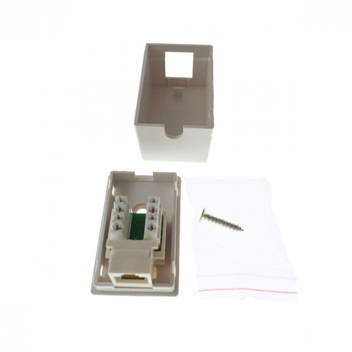 Priza cu port UTP 8P8C Cat.5e, echipata, din plastic, alba [2]
