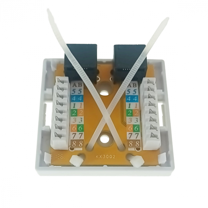 Priza dubla UTP cat 6, neecranata, montaj aparent, 2 x RJ45, plastic, alba [5]