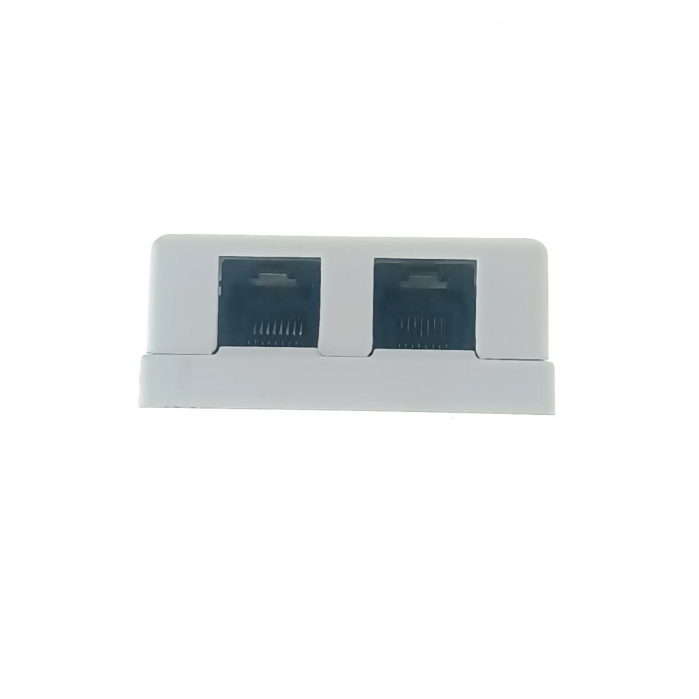 Priza dubla UTP cat 6, neecranata, montaj aparent, 2 x RJ45, plastic, alba [4]