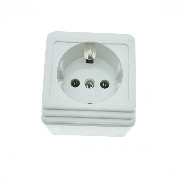Priza electrica, montaj aparent, 16A, 250V, schuko, suport ceramic, alba [3]