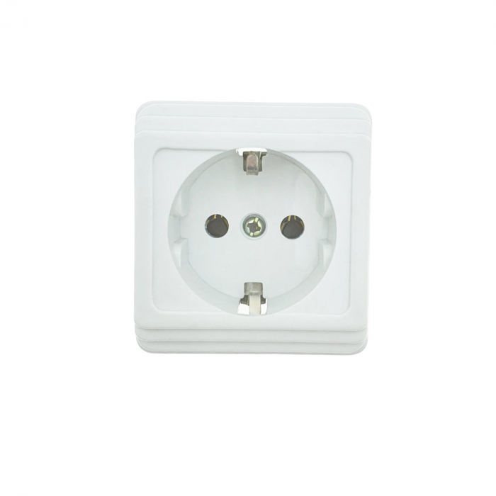 Priza electrica, montaj aparent, 16A, 250V, schuko, suport ceramic, alba [2]
