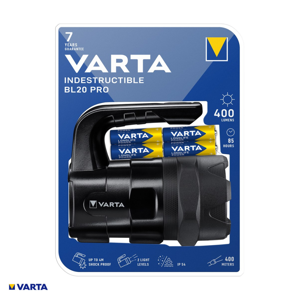 Proiector de mana VARTA Indestructible BL20 Pro 18751, LED 6 W, IP54, IK08, rezistent la cadere de 4 m, 6 baterii AA incluse [4]
