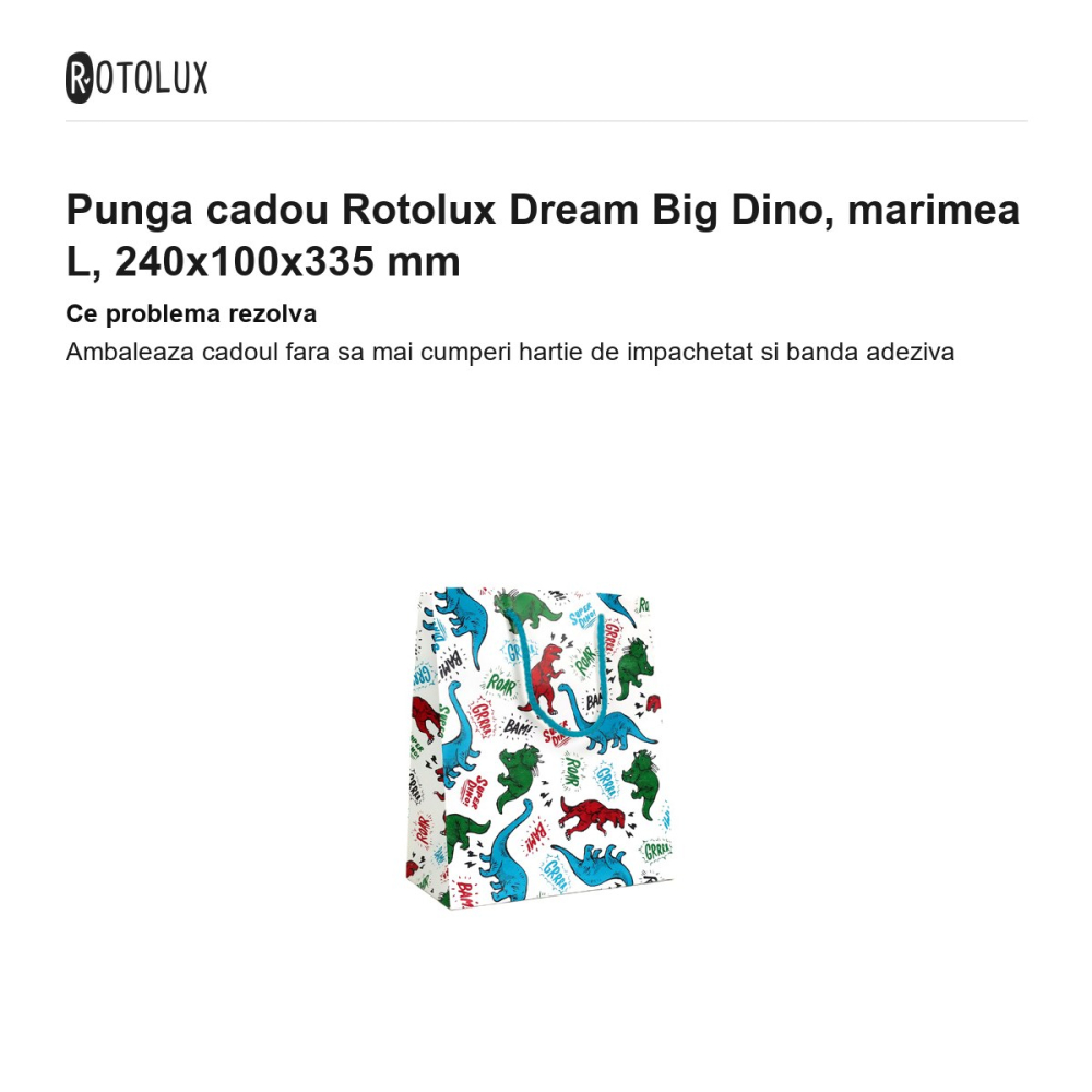 Punga cadou Rotolux Dream Big Dino, marimea L, 240x100x335 mm [2]
