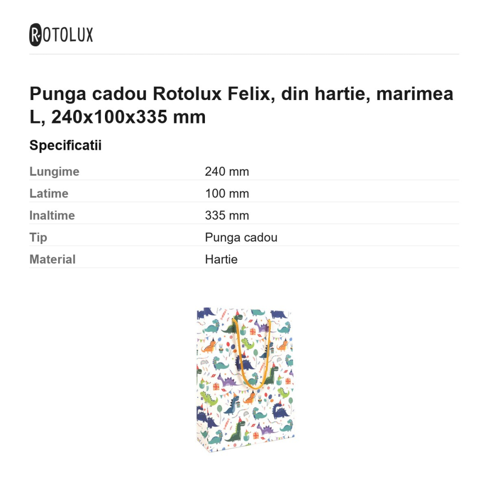 Punga cadou Rotolux Felix, din hartie, marimea L, 240x100x335 mm [3]