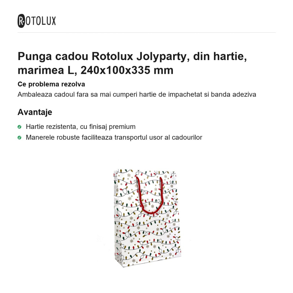 Punga cadou Rotolux Jolyparty, din hartie, marimea L, 240x100x335 mm [2]