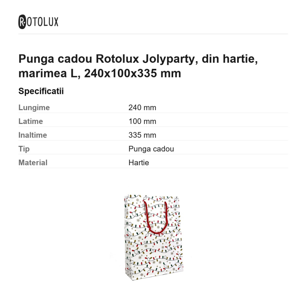 Punga cadou Rotolux Jolyparty, din hartie, marimea L, 240x100x335 mm [3]
