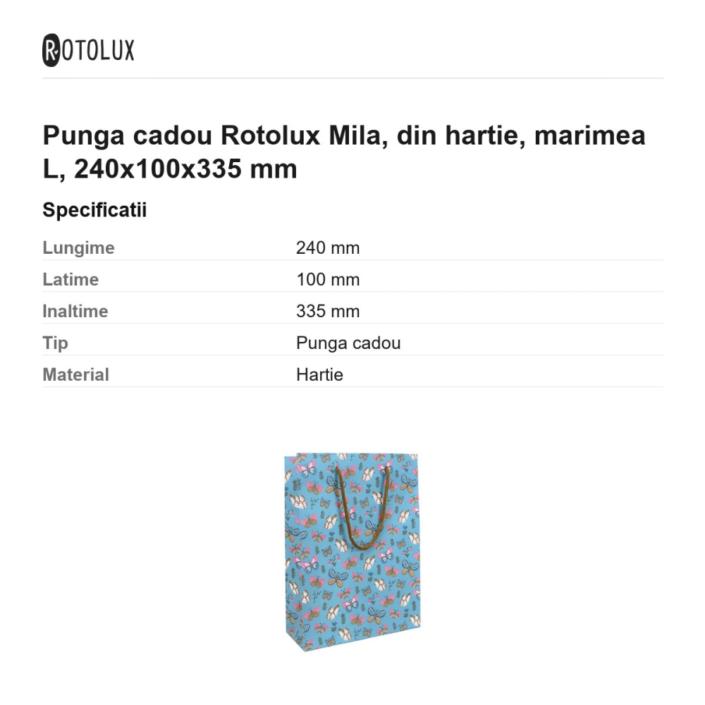 Punga cadou Rotolux Mila, din hartie, marimea L, 240x100x335 mm [3]