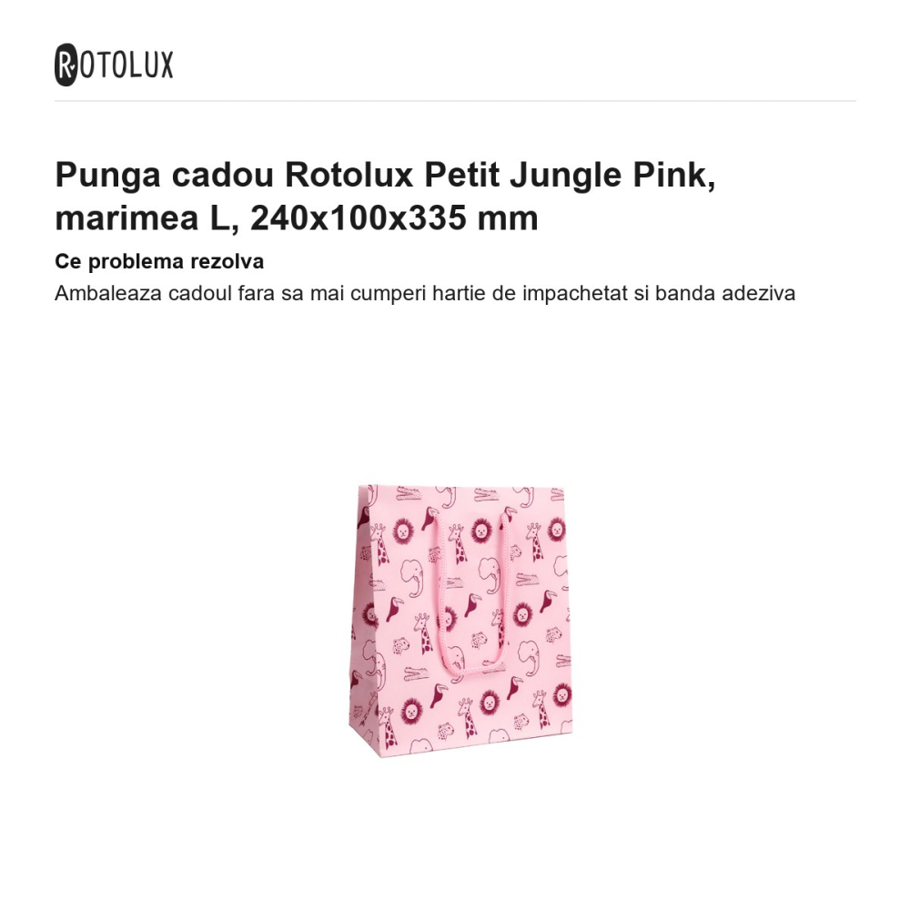 Punga cadou Rotolux Petit Jungle Pink, marimea L, 240x100x335 mm [2]