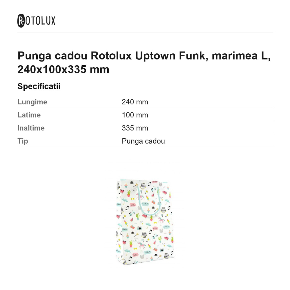 Punga cadou Rotolux Uptown Funk, marimea L, 240x100x335 mm [3]