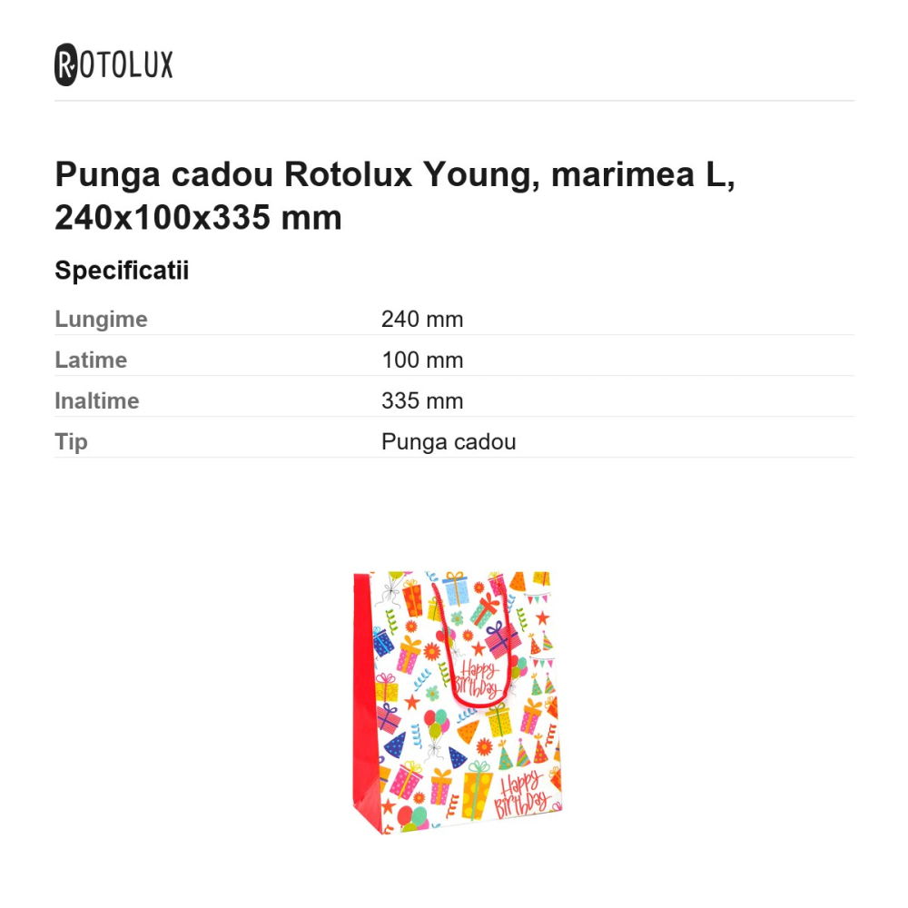 Punga cadou Rotolux Young, marimea L, 240x100x335 mm [3]