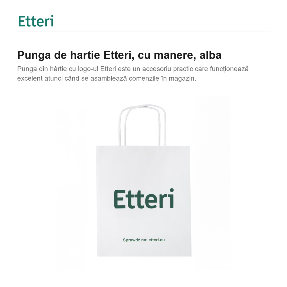 Punga de hartie Etteri, cu manere, alba [2]