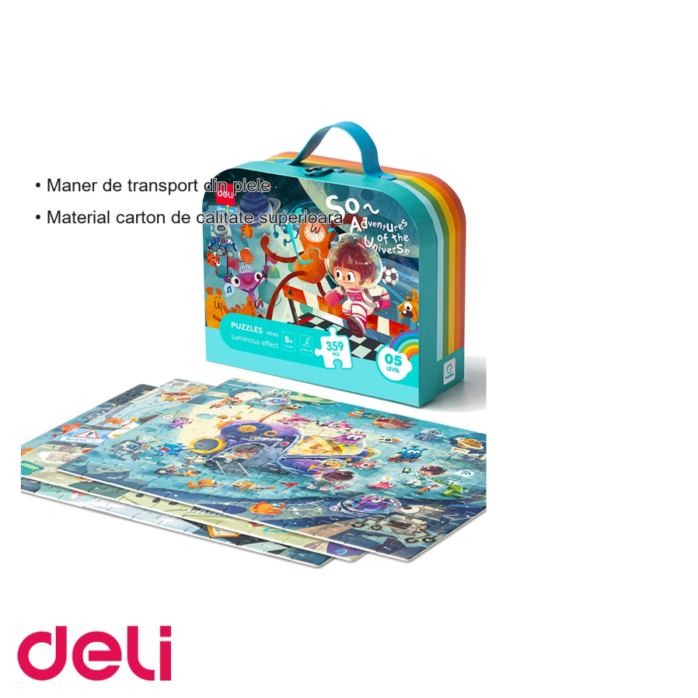 Puzzle Deli cu geanta cadou, 359 piese cu efect luminos, tematica univers, pentru copii 5+ [3]