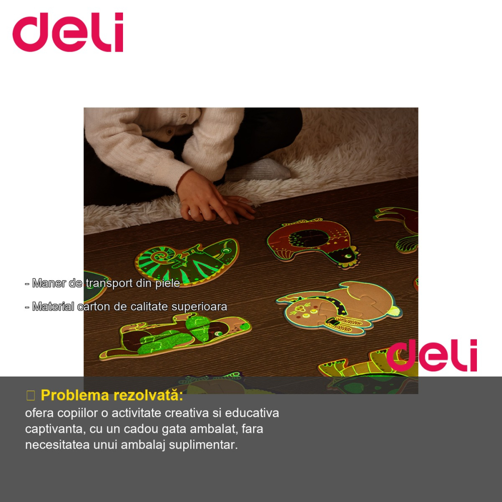 Puzzle Deli cu geanta cadou, 359 piese cu efect luminos, tematica univers, pentru copii 5+ [2]