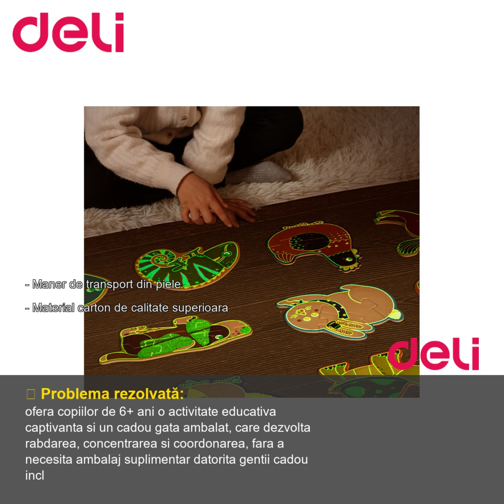 Puzzle Deli cu geanta cadou, 462 piese efect luminos, tematica lumea marina, pentru copii 6+ [2]