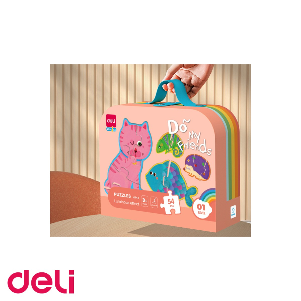 Puzzle Deli cu geanta cadou, 89 piese, efect luminos, tematica dinozauri, pentru copii 4+ [5]