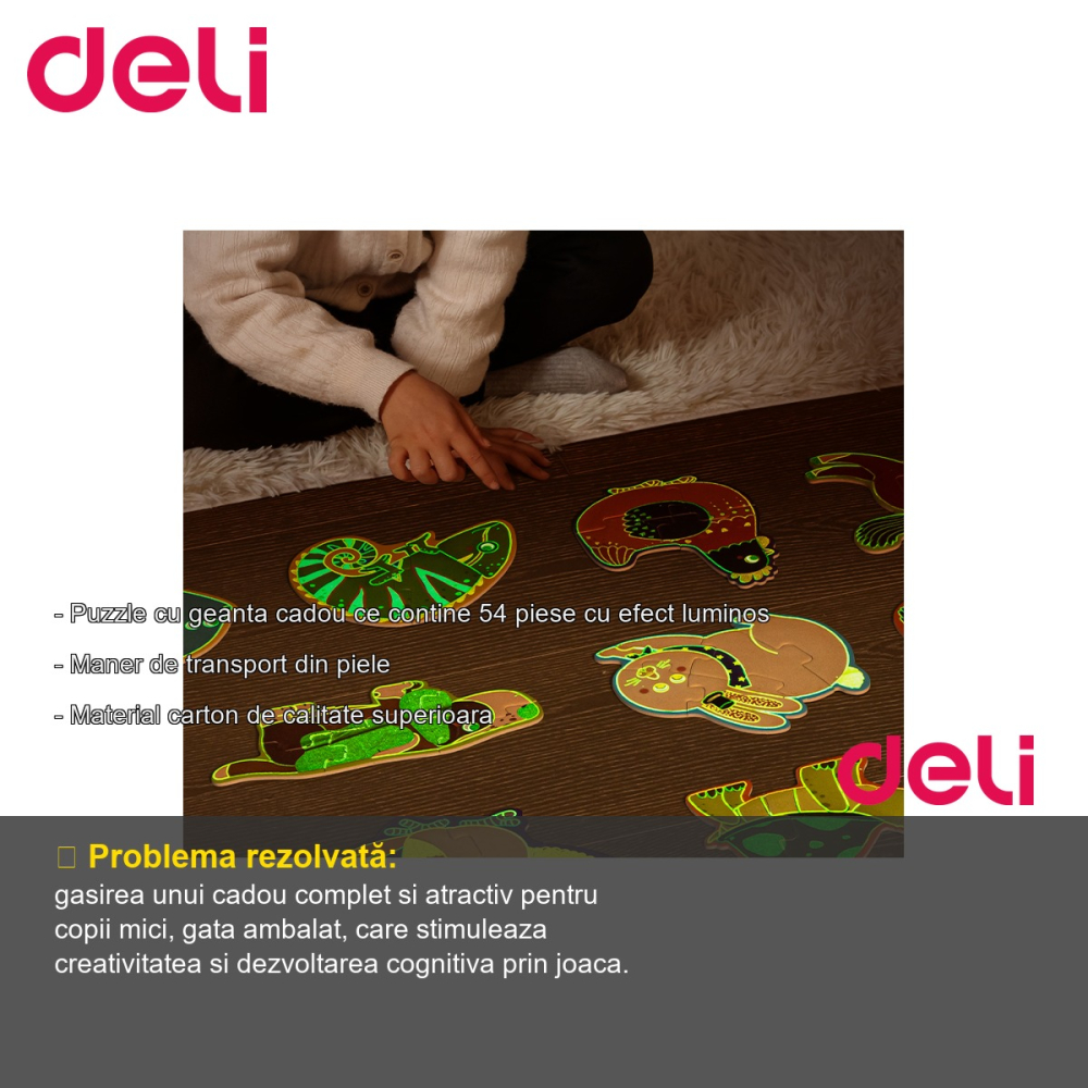 Puzzle Deli Friends cu geanta cadou, 54 piese efect luminos, pentru copii 3+ [2]