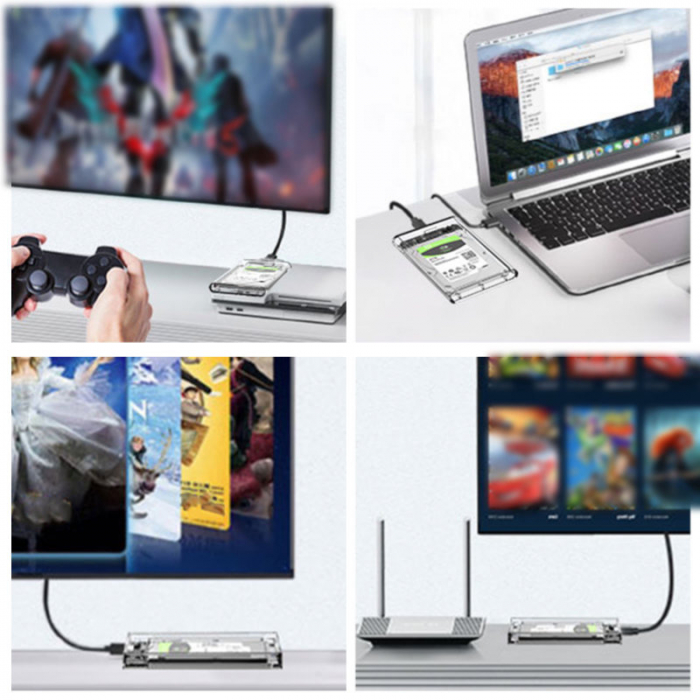 Rack extern pentru HDD/SSD 2.5 inch, USB 3.0, SATA, capacitate pana la 4TB, transparent [9]