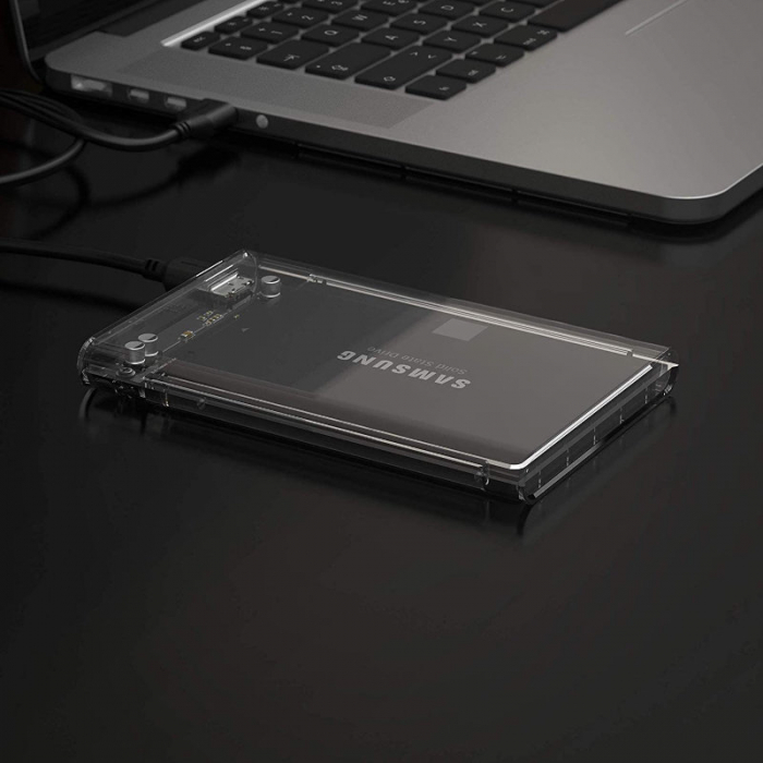Rack extern pentru HDD/SSD 2.5 inch, USB 3.0, SATA, capacitate pana la 4TB, transparent [11]