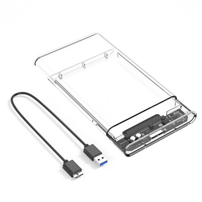 Rack extern pentru HDD/SSD 2.5 inch, USB 3.0, SATA, capacitate pana la 4TB, transparent [2]