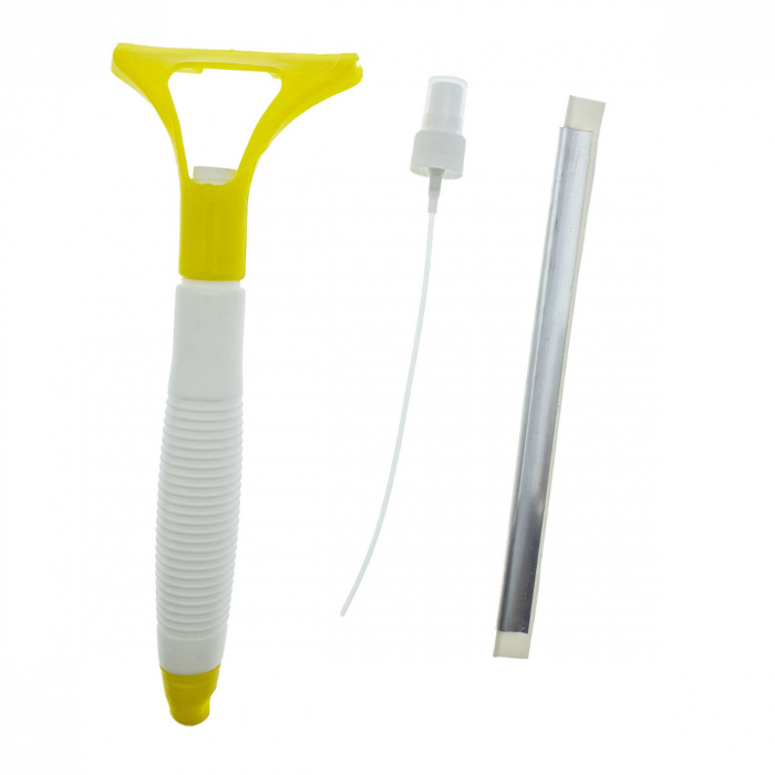 Racleta pentru geamuri si parbrize, cu rezervor 200 ml si pulverizator, alb cu galben [2]