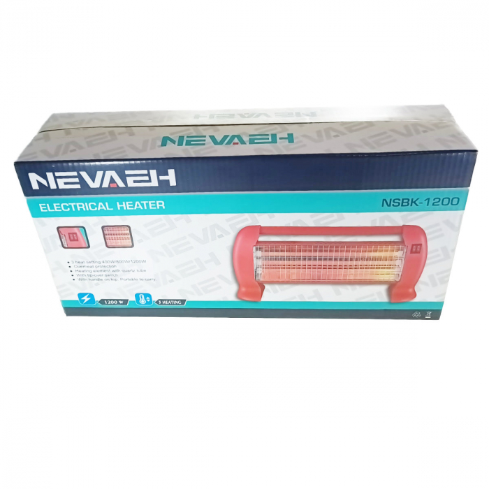 Radiator portabil cu 3 elemente quartz, reglaj putere 400/800/1200 W, NSBK-1200, rosu [4]