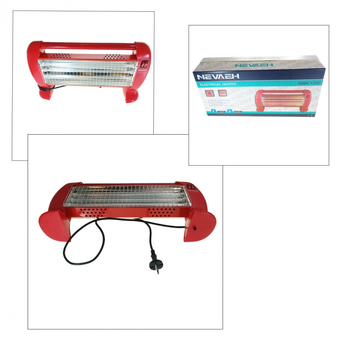 Radiator portabil cu 3 elemente quartz, reglaj putere 400/800/1200 W, NSBK-1200, rosu [5]