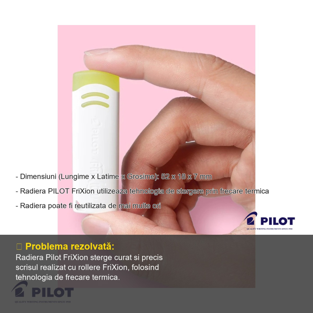 Radiera alba Pilot FriXion, stergere termica, compatibila cu rollere FriXion [2]