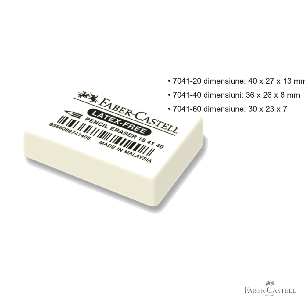 Radiera cauciuc Faber-Castell 7041-40, fara latex, pentru creioane grafit si colorate [3]