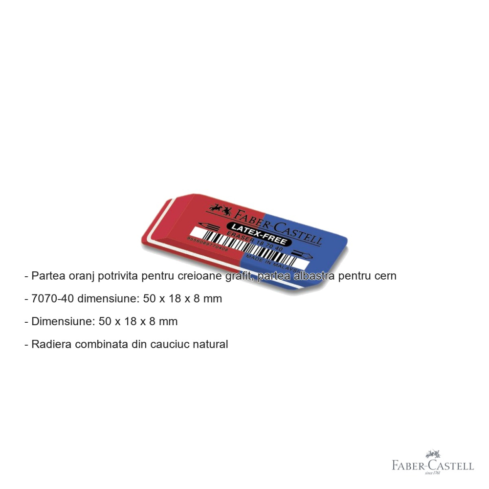 Radiera combinata Faber-Castell 7070-40, cauciuc natural, pentru grafit si cerneala [2]