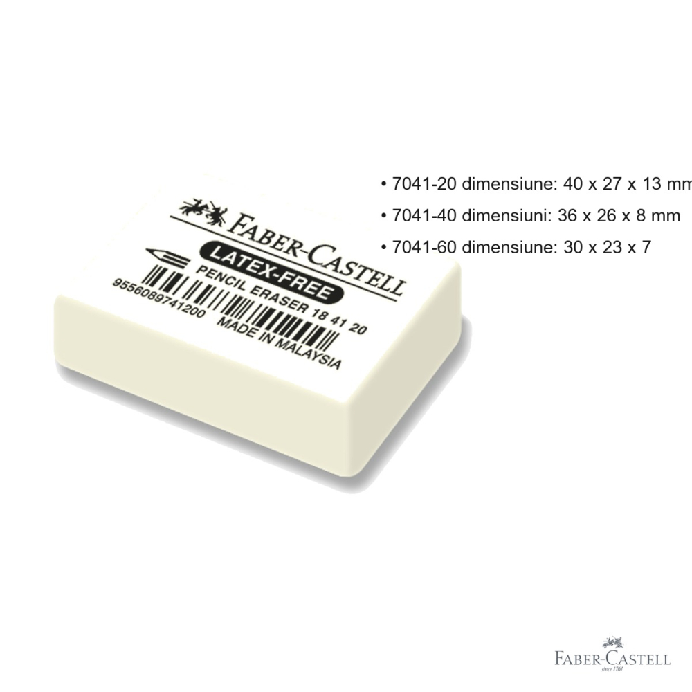 Radiera creion Faber-Castell 7041-20, cauciuc natural fara PVC, pentru grafit si creioane colorate [3]