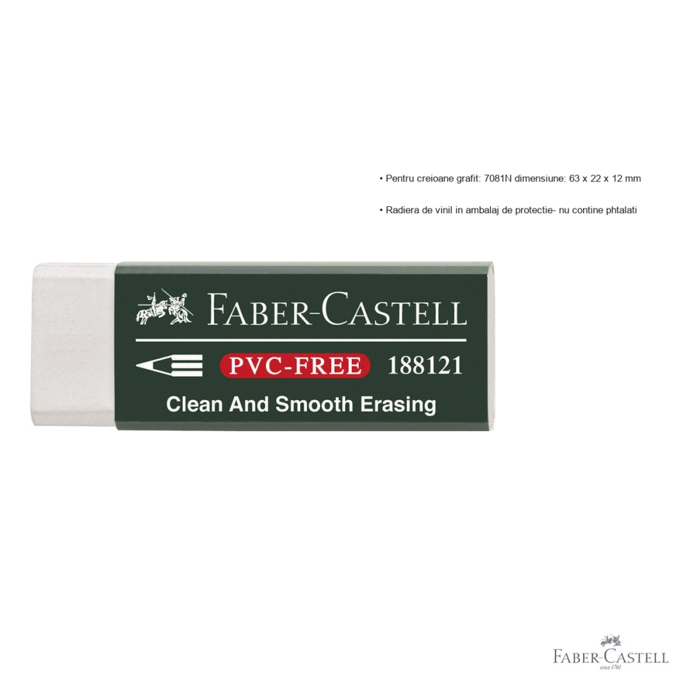 Radiera creion Faber-Castell 7081N, vinil fara PVC, pentru creioane grafit [3]