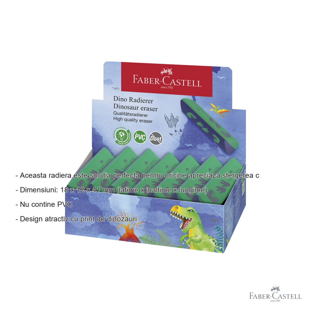 Radiera creion Faber-Castell Dust Free Dinozauri, fara praf, design pentru copii [2]