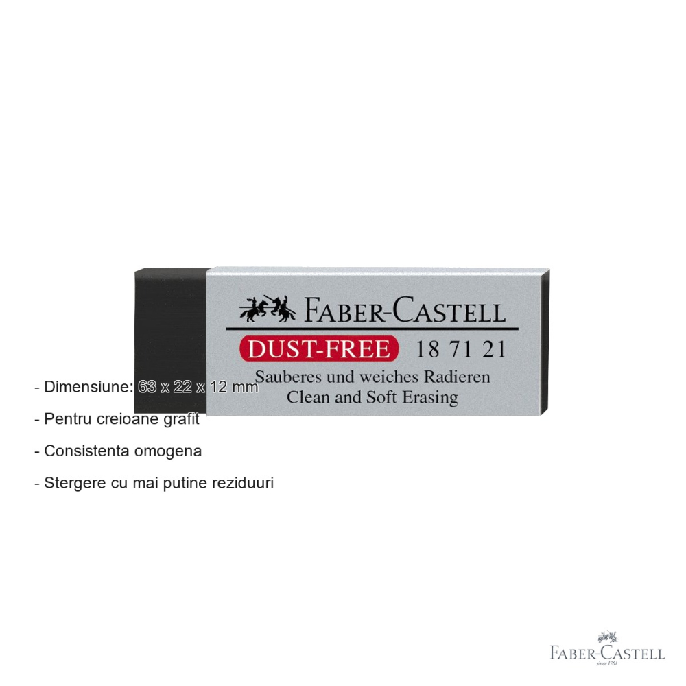 Radiera creion Faber-Castell Dust-Free, neagra, fara reziduuri, pentru creioane grafit [2]
