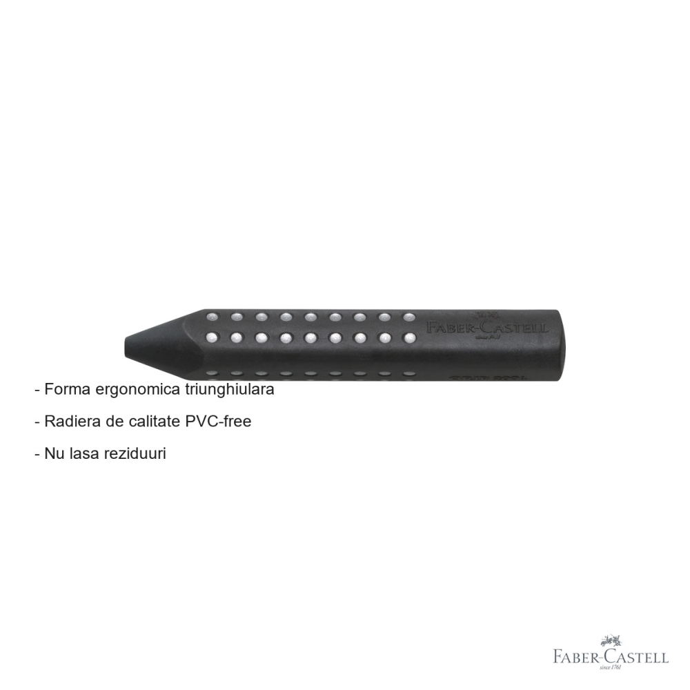 Radiera creion Faber-Castell Grip 2001, forma ergonomica triunghiulara, fara PVC, pentru uz scolar si birou [2]