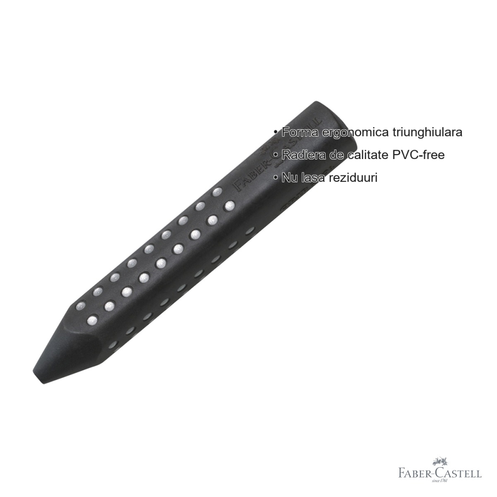 Radiera creion Faber-Castell Grip 2001, forma ergonomica triunghiulara, fara PVC, pentru uz scolar si birou [3]