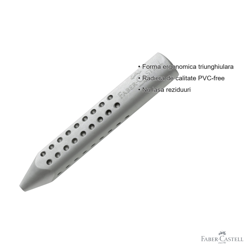 Radiera creion Faber-Castell Grip 2001, forma triunghiulara ergonomica, fara PVC, pentru scriere si desen [3]