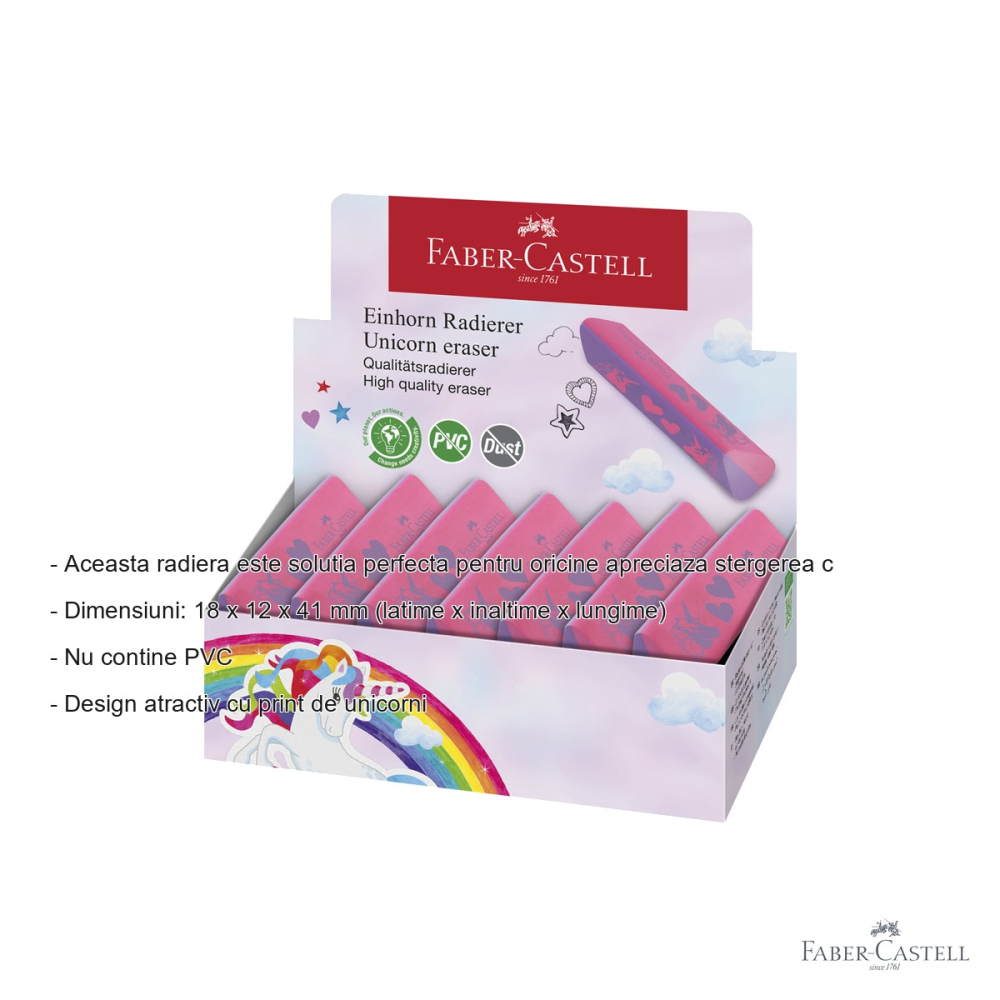 Radiera creion Faber-Castell Unicorni, tehnologie dust-free fara praf, pentru copii si birou [2]