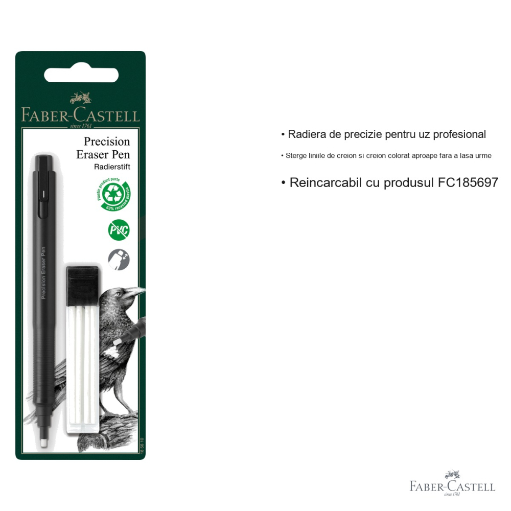 Radiera de precizie Faber-Castell cu rezerve, pentru creion si creion colorat, uz profesional [3]