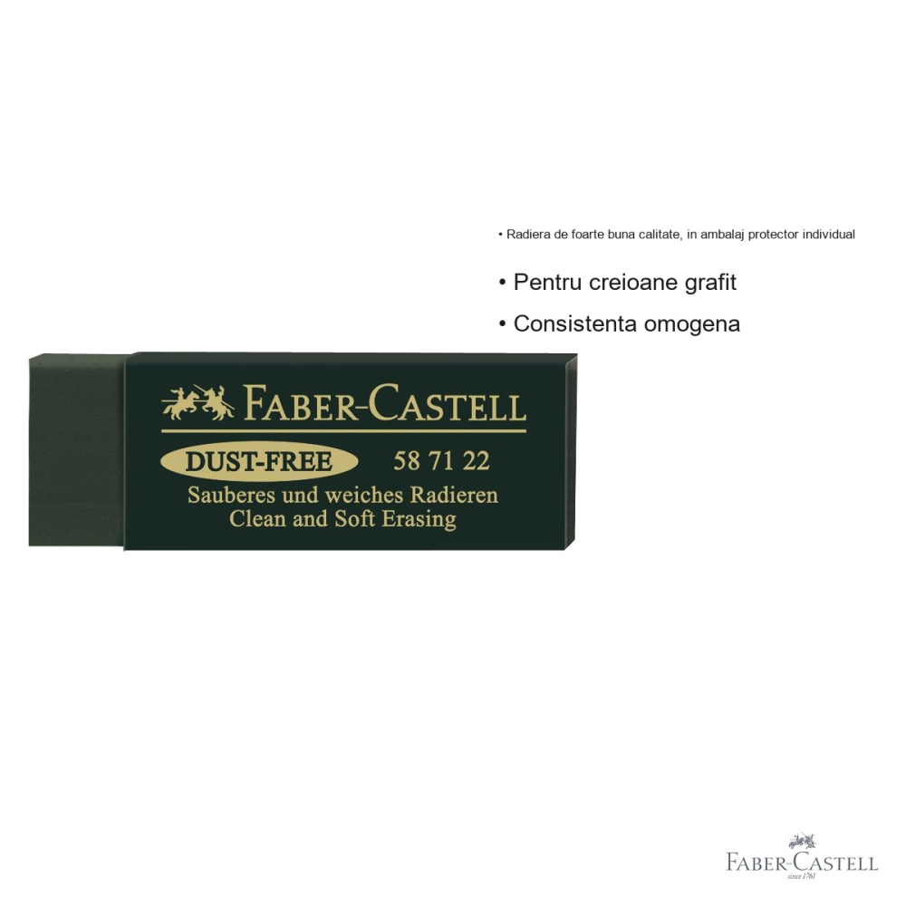 Radiera din plastic Faber-Castell Art Eraser Dust Free, consistenta omogena, pentru arta si grafica [3]