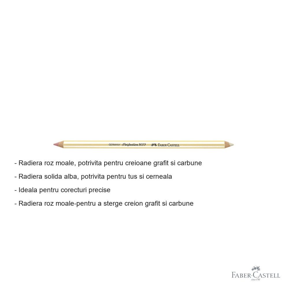 Radiera dubla Faber-Castell Perfection 7057, creion grafit si carbune / tus si cerneala, corecturi precise [2]