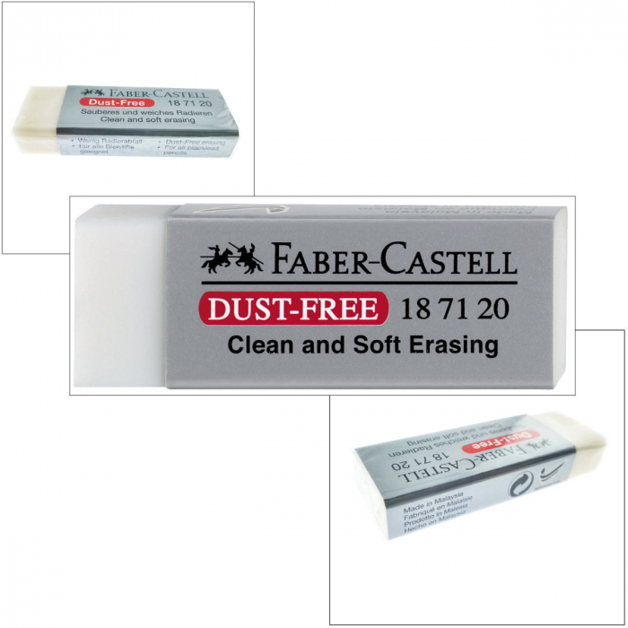 Radiera DUST FREE 20 FABER-CASTELL, dreptunghiulara, 63 x 22 x 12mm, alba [3]